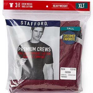 Stafford 3-Pack Men's Big & Tall Heavyweight Cotton Crew-Neck T-Shirts - TALL
